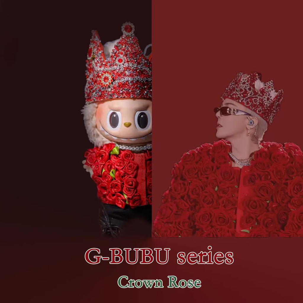 K - Pop Fashion: G - Dragon Crystal Crown & Rose Labubu Doll Outfit from G-BUBU series