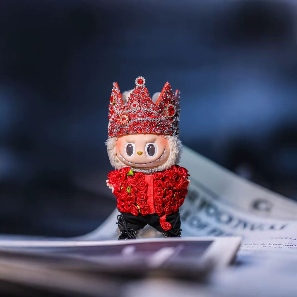 K - Pop Fashion: G - Dragon Crystal Crown & Rose Labubu Doll Outfit from G-BUBU series