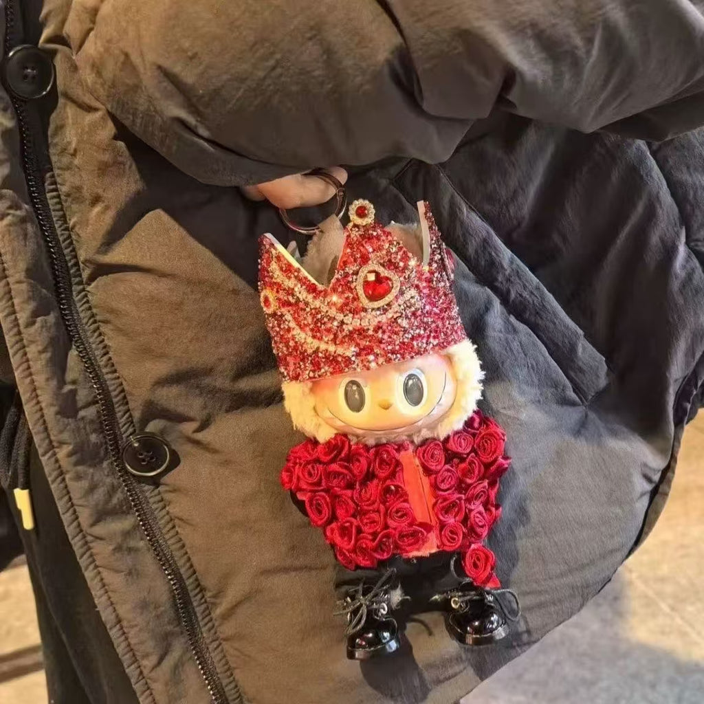 K - Pop Fashion: G - Dragon Crystal Crown & Rose Labubu Doll Outfit from G-BUBU series