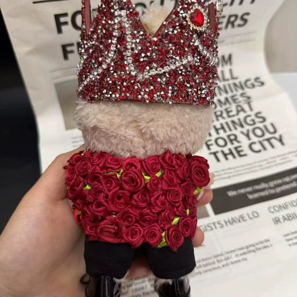 K - Pop Fashion: G - Dragon Crystal Crown & Rose Labubu Doll Outfit from G-BUBU series