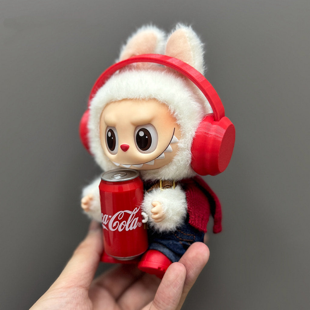 Labubu Doll – Cozy Bunny Outfit with Headphones & Cola Bottle