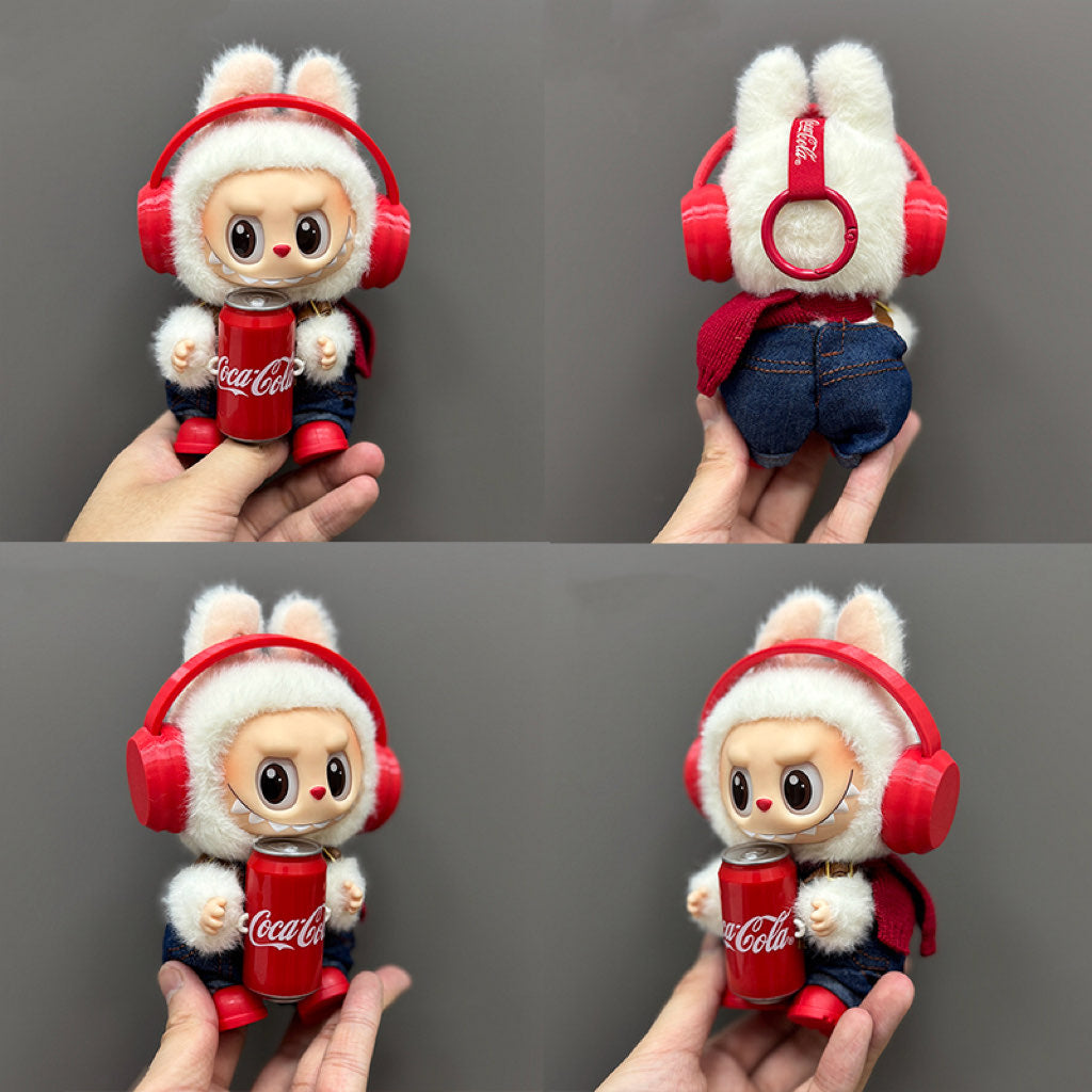 Labubu Doll – Cozy Bunny Outfit with Headphones & Cola Bottle